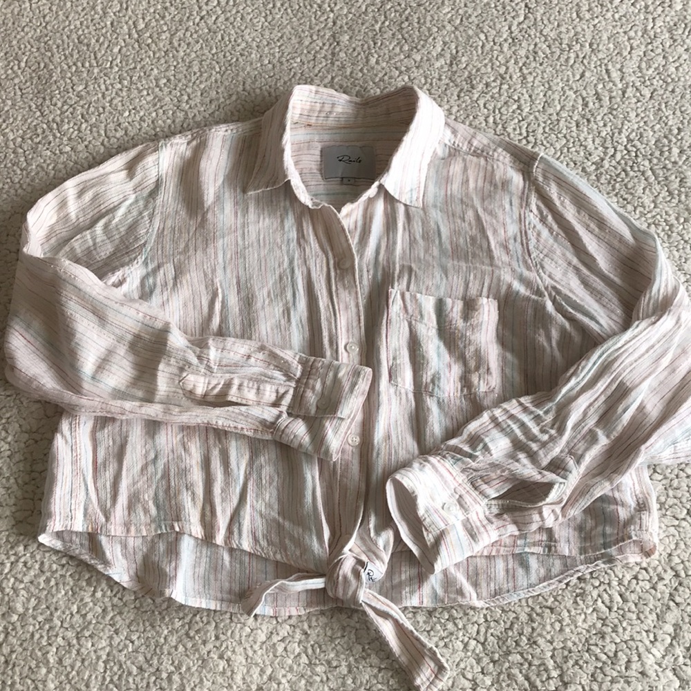 Rails Val linen tie front shirt S - Picture 5 of 13